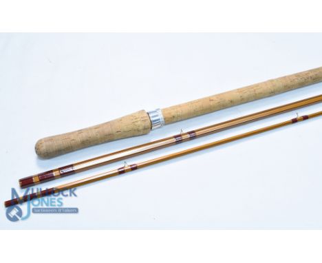 Bruce &amp; Walker Hexograph Deluxe gold finish Bruce salmon fly rod 15ft 3pc line 9/11#, 24" handle with alloy sliding reel 