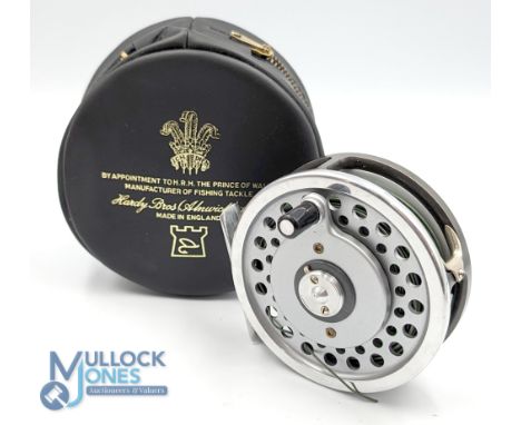 Hardy Bros Marquis #7 multiplier alloy trout fly reel 3 7/16" spool with quick release spool, black handle, rear tensioner, c