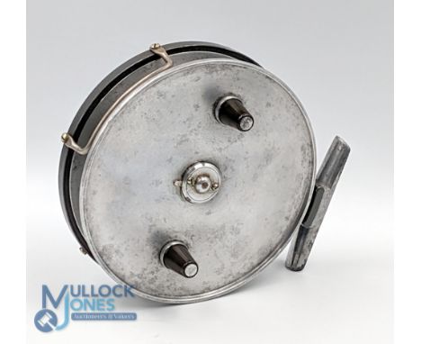Hardy "The Conquest" alloy centre pin/trotting reel, 4 1/4" solid narrow spool, 2 screw latch and twin reverse tapered handle