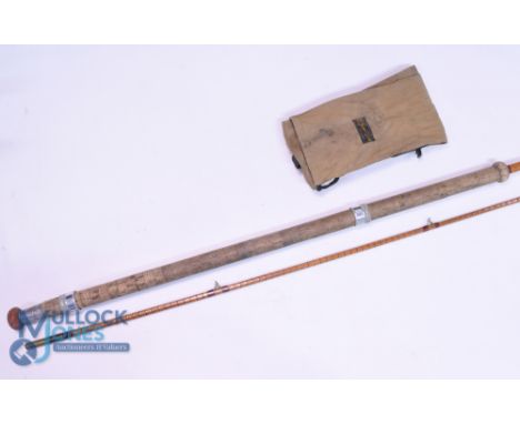 R James &amp; Son England Richard Walker Mk IV split cane carp rod 10ft 2pc, 28" mushroom handle with alloy sliding reel fitt
