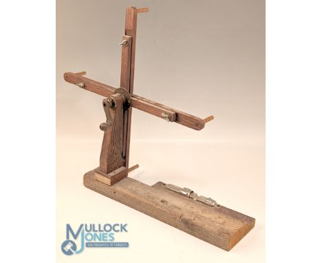 Wooden Line Drying Tool, scratch built with brass fittings and reel seat on base 