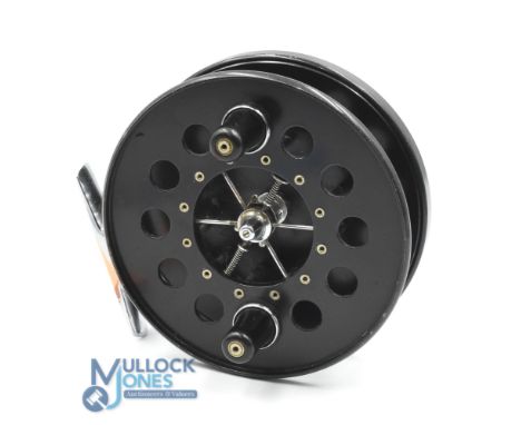 Allcocks Redditch "The Aerial" alloy centre pin/trotting reel 4 1/2" ventilated caged wide 6 spindle spool with spindle catch