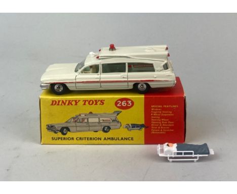 A boxed Dinky Toys diecast model vehicle 'Superior Criterion Ambulance' model no. 263.
