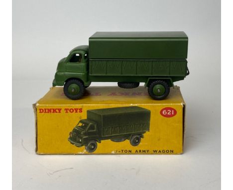 A boxed Dinky Toys model no. 621 '3-Ton army wagon'.