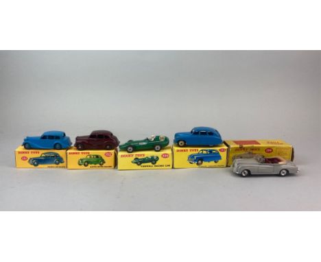 Five boxed Dinky Toys diecast model vehicles: model no. 152, no. 239, no. 153, no. 151 and no. 194.