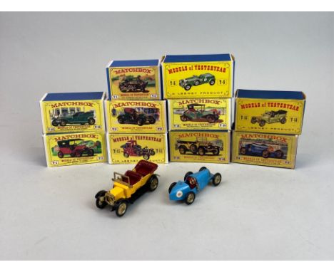 A group of ten boxed Matchbox 'Models of yesteryear' diecast model vehicles.