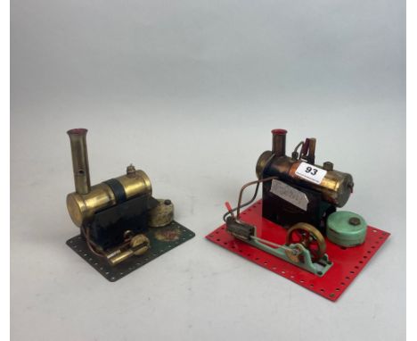 A Mamod SE2 static steam engine together with a Bowman M167 static steam engine, circa 1928 and 1936.