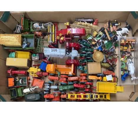 A quantity of agricultural diecast models, figures and animals including Britains, Dinky, Corgi and others.