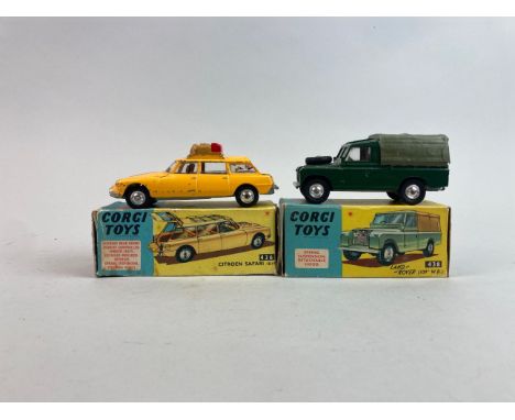 A boxed Corgi diecast model vehicle 'Land Rover' model no. 438 together with A boxed Corgi 'Citroen Safari' model no. 436.