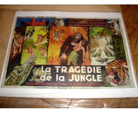 FORBIDDEN Adventure IN ANGKOR (1937) aka La Tragedie de la Jungle. French Double Grande (62½" x 91½"). Fabulous stone litho f