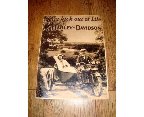 AUTOMOBILIA - A Harley Davidson 1925 Model Advertising Poster 'Get a Kick out of Life' (11" x 15") Flat