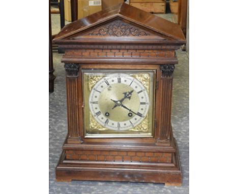 WINTERHALDER & HOFMEIER OAK CASED MANTEL CLOCK   