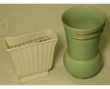 SPODE VELLUM VASE & CROWN DEVON GREEN VASE   