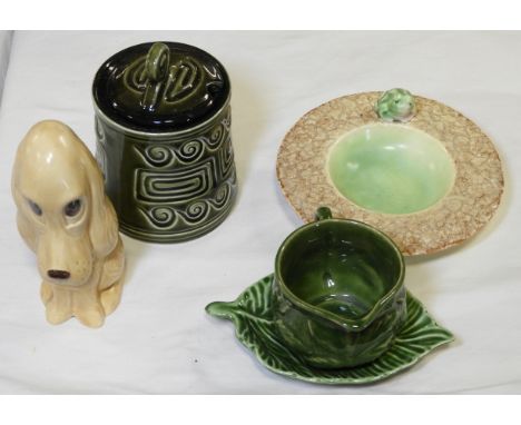 SYLVAC DOG 2950, PRESERVE POT 3982, MINT SAUCE BOAT 4683 & FALCON FROG PIN DISH   