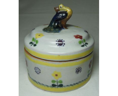 POOLE LIDDED POT WITH PEACOCK FINIAL   