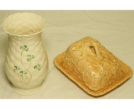 BELLEEK SHAMROCK VASE 6'H  SYLVAC 2088 IVY DECOR CHEESE DISH   