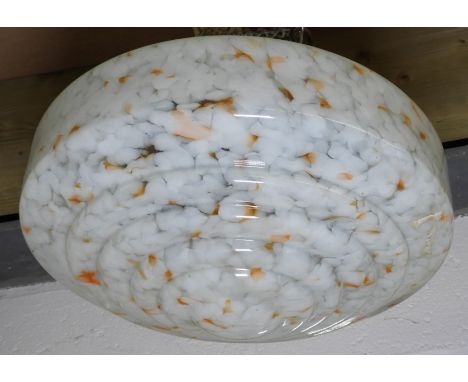 DECO YELLOW FLECKED GLASS CEILING LIGHT SHADE   