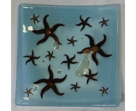 JO DOWNS ART GLASS DISH STARFISH   