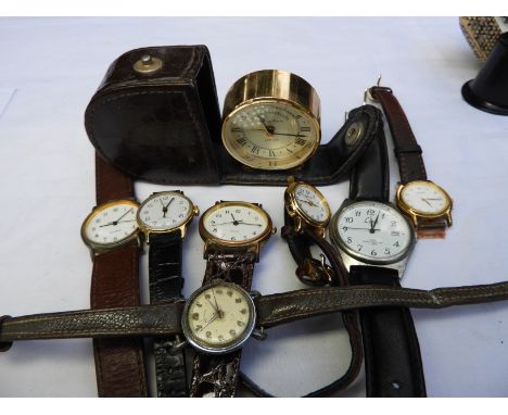ROTARY WRISTWATCH, 6 MODERN WATCHES & LASCELLS ALARM CLOCK   