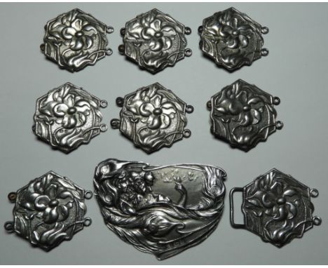 JEWELLERY SILVER ART NOUVEAU NINE PIECE BELT 110G BIRMINGHAM 1903   