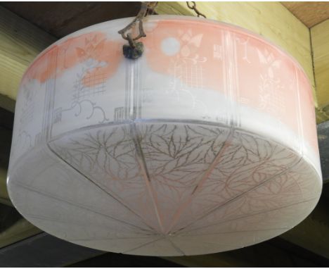 ORANGE & OPAQUE GLASS CEILING LIGHT SHADE   