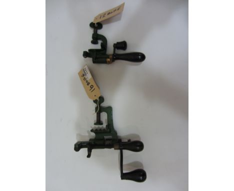 Two vintage bench-mounted cartridge turn-over tools 12 and 16 bore Condition Report Click here for further images, condition,