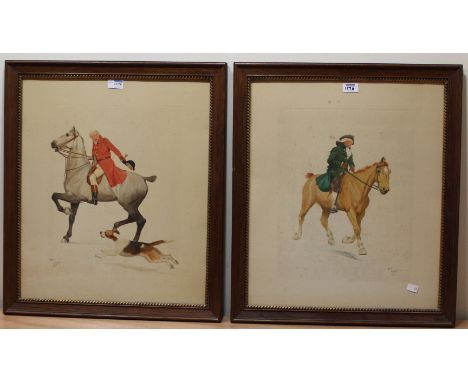 After Cecil Aldin (1870-1935): 'The Huntsman' and a similar original colour print pub. 1901 56cm x 47cm Condition Report Clic