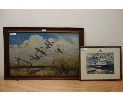 After Peter Scot 'Taking to Wing' colour print 37cm x 61cm and one other  Condition Report Click here for further images, con