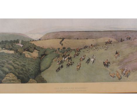After Cecil Aldin (1870-1935): 'The Devon and Somerset looking towards Cloutsham' original colour print pub. Richard Wyman ap
