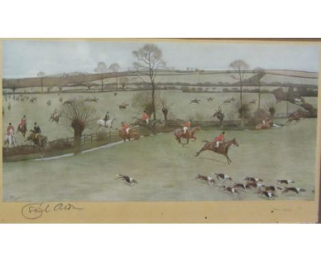 After Cecil Aldin (1870-1935): Hunting field signed original limited edition colour print 44/300 pub. Richard Wyman approx 17
