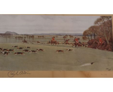 After Cecil Aldin (1870-1935): Hunting field signed original limited edition colour print 44/300 pub. Richard Wyman approx 17