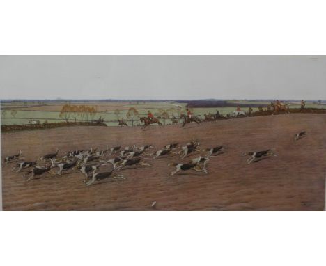 After Cecil Aldin (1870-1935): 'York and Ainsty - Going into the Vale of the White Horse' original signed colour print ivorin