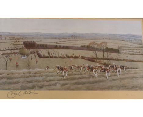 After Cecil Aldin (1870-1935): 'The Warwickshire away from Watergall' signed original limited edition colour print 44/300 pub
