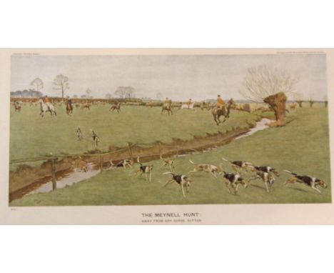 After Cecil Aldin (1870-1935): 'The Meynell Hunt away from Ash Gorse Sutton original colour print  pub. Richard Wyman approx 