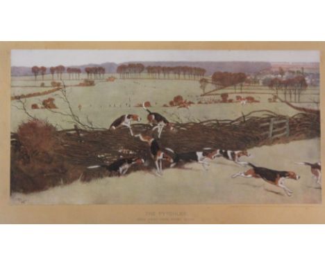 After Cecil Aldin (1870-1935): 'The Pytchley gone away from Badby Wood' original colour print  pub. Richard Wyman approx 17cm