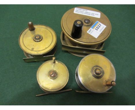 Vintage brass salmon reel 4" and three brass river fishing reels Condition Report Click here for further images, condition, a