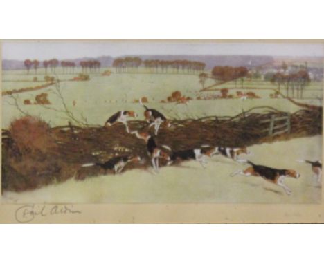 After Cecil Aldin (1870-1935): The Pytchley gone away Badby Wood' signed limited edition original colour print 66/300 pub. Ri