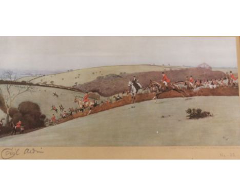 After Cecil Aldin (1870-1935): Hunting field signed original limited edition colour print 32/300 pub. Richard Wyman approx 17