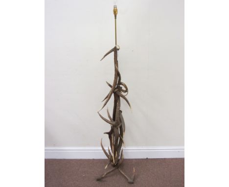 Stag antler standard lamp H138cm overall  Condition Report Click here for further images, condition, auction times & delivery