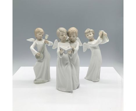 Includes four glossy figures with one angel playing a banjo, an angel playing a tambourine, and two angels singing a duet. Na