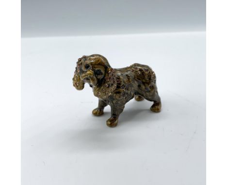 Beautiful miniature dog figurine with enamel and colorful crystals. Jay Strongwater stamp on the bottom. Dimensions: 1.75"L x