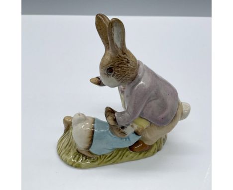 Glossy porcelain. Complete title of this piece is: Mr Benjamin Bunny and Peter Rabbit. Depicting the beloved character in tro