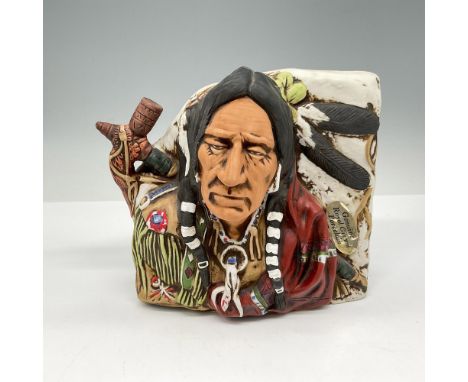 Matte finished piece has a 3D quality to it. Detailed art creating an aged Indian Chief adorned with his leatherware, feather