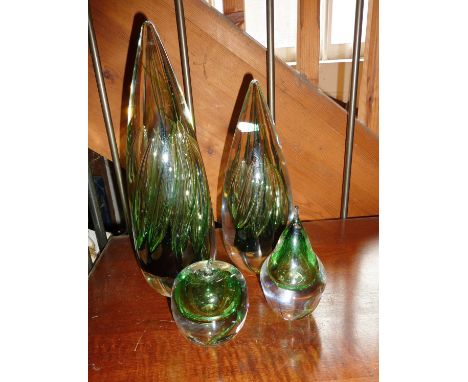 Group of four Swedish Art glass paperweights and Modernist sculptures by Studio-Ahus