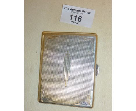 Art Deco silver cigarette case hallmarked for Birmingham 1932, maker S &amp; BM