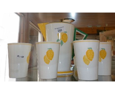 Shelley Art Deco bone china lemonade set of a jug and four beakers