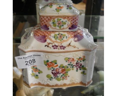 18th c. continental porcelain Armorial tea caddy (lid A/F)