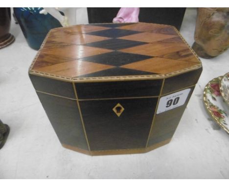 OCTAGONAL INLAID 19TH CENTURY TEA CADDY