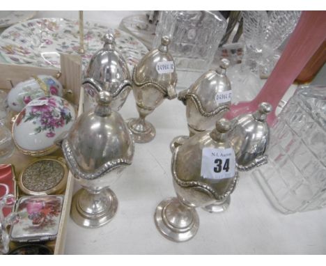 SIX VINTAGE SILVER PLATED EGG CUPS