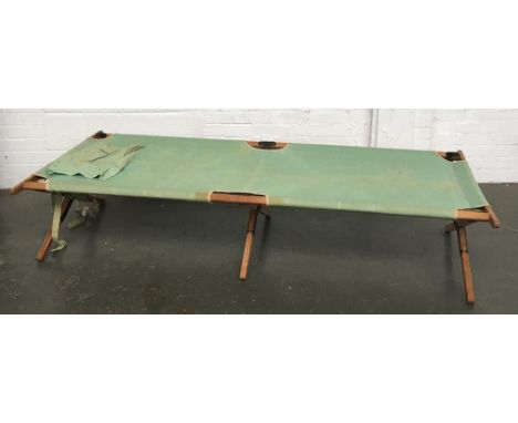 'The Moucher' vintage canvas and beech folding camp bed 